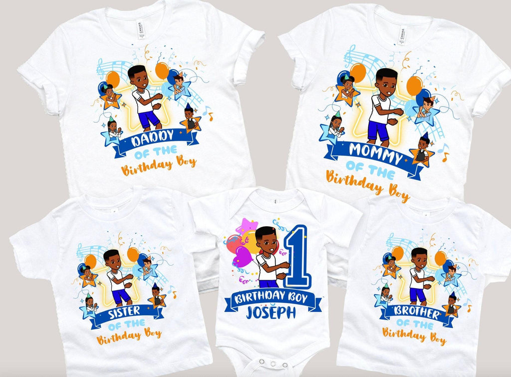 a set of three birthday shirts for a boy