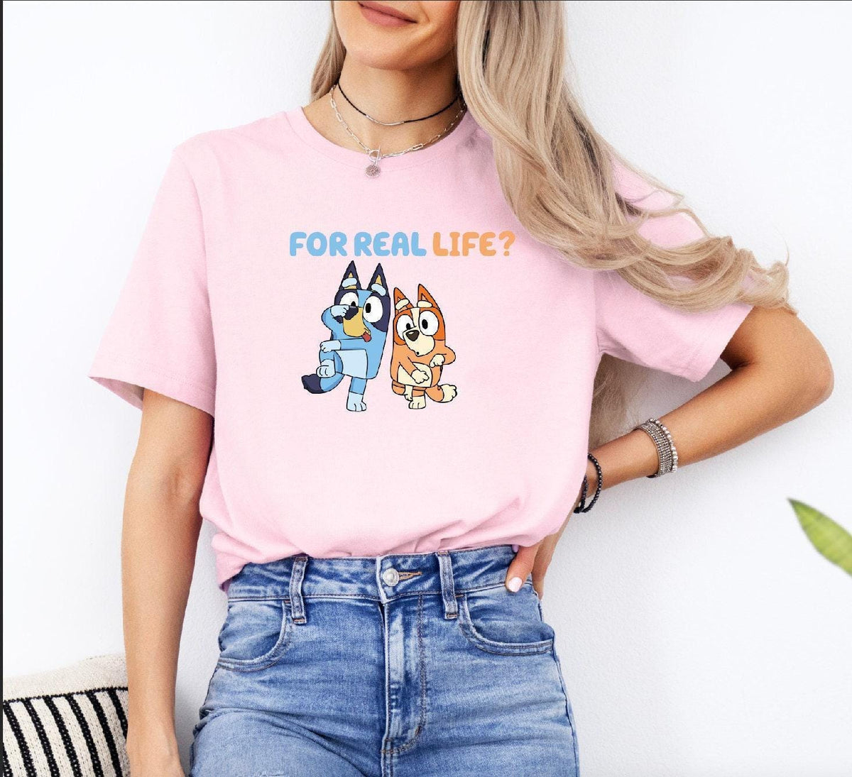 Blue For Real Life  Funny Cartoon Tee Blue Birthday Party Outfit Cute Family Matching Shirt Trendy Blue Graphic Tee Gift for Her Casual Top