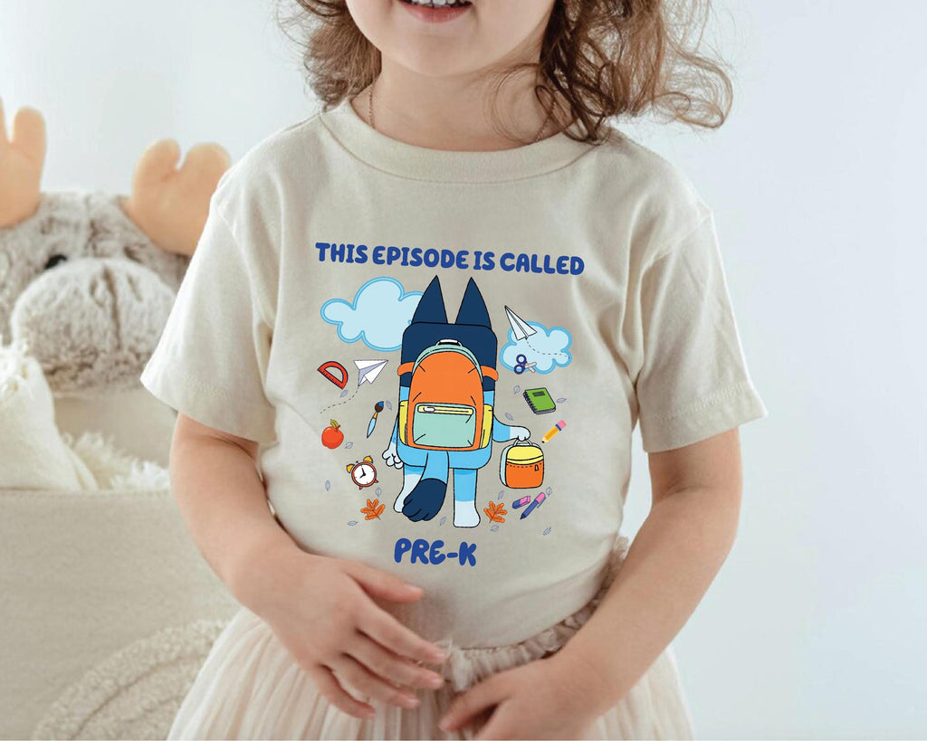 a little girl wearing a t - shirt that says this episode is called pre -