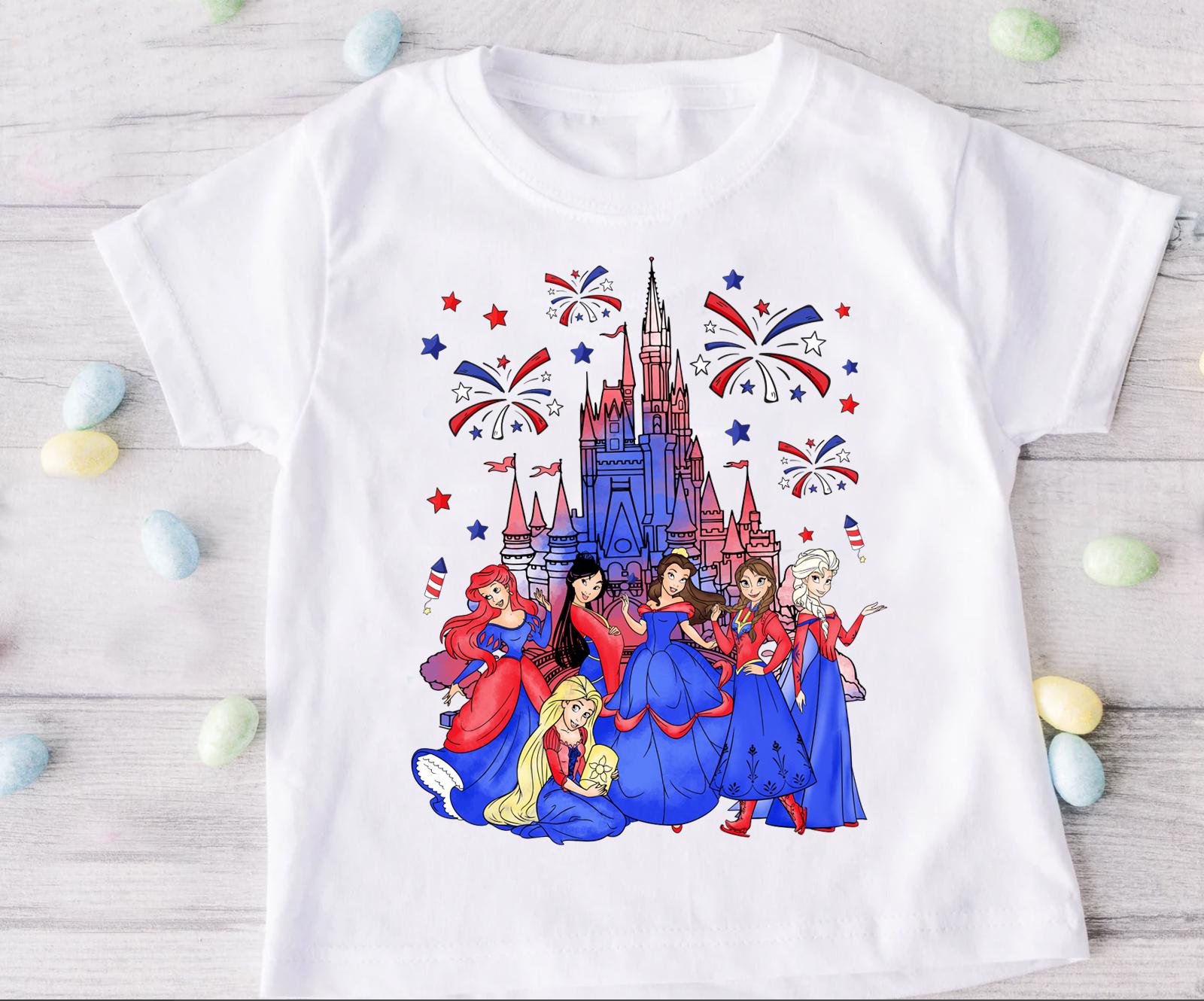 a white t - shirt with a picture of disney characters on it