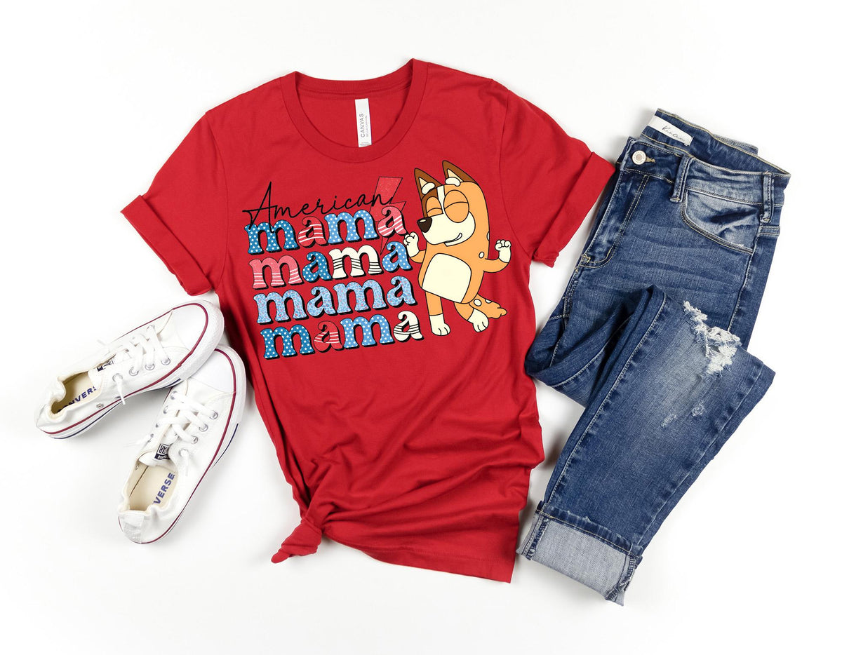 a t - shirt that says mama mama and a pair of jeans