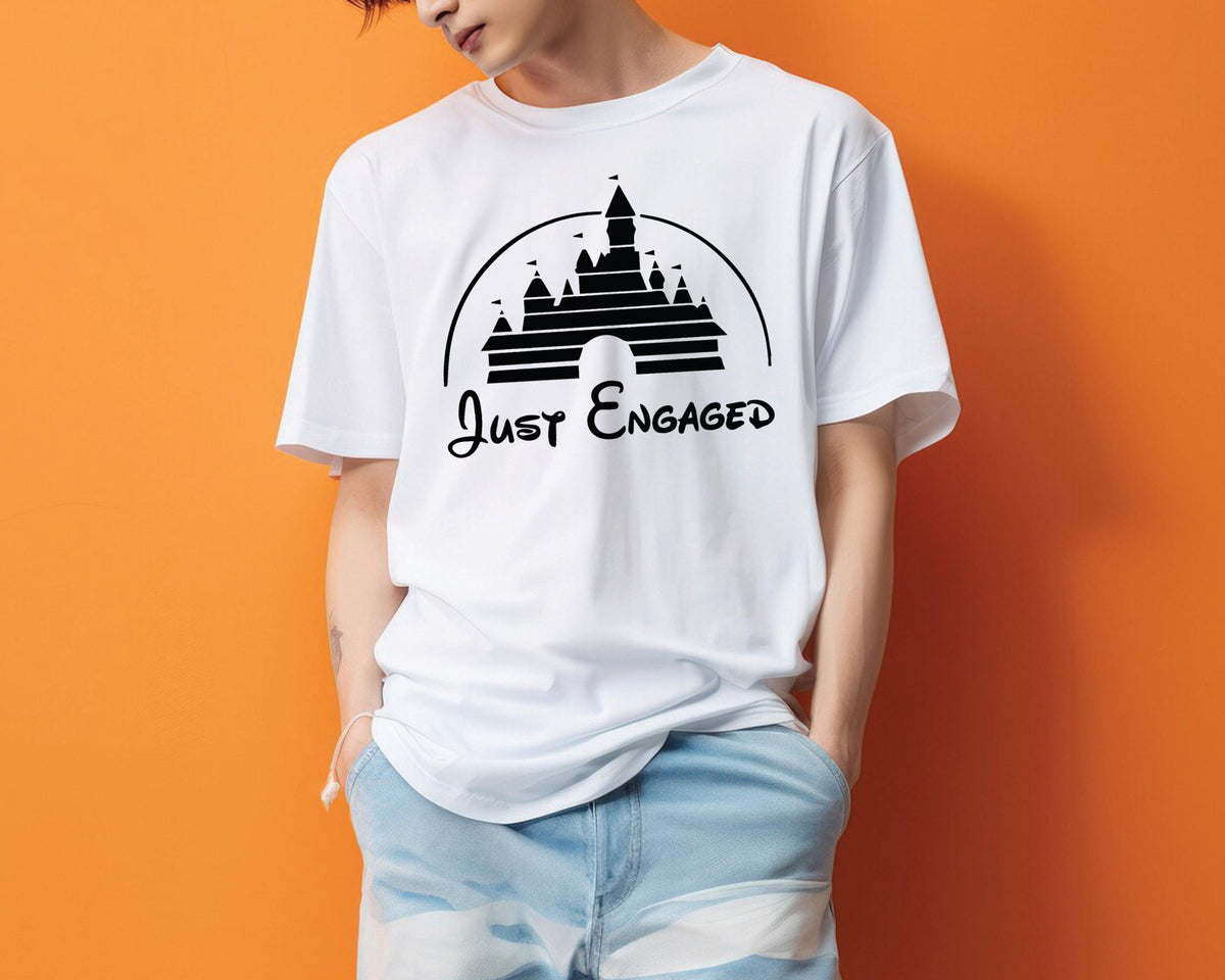 Just Engaged Shirt, Disney Couple Shirts, Disneyland Couple Tee, Bride Groom Shirt, Engagement Ring Tee, Solitaire Ring Shirt