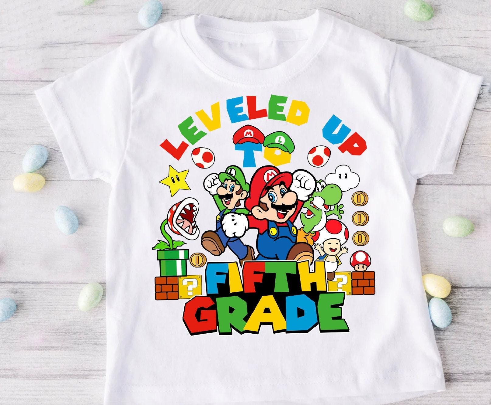 a t - shirt with an image of mario and luigi on it