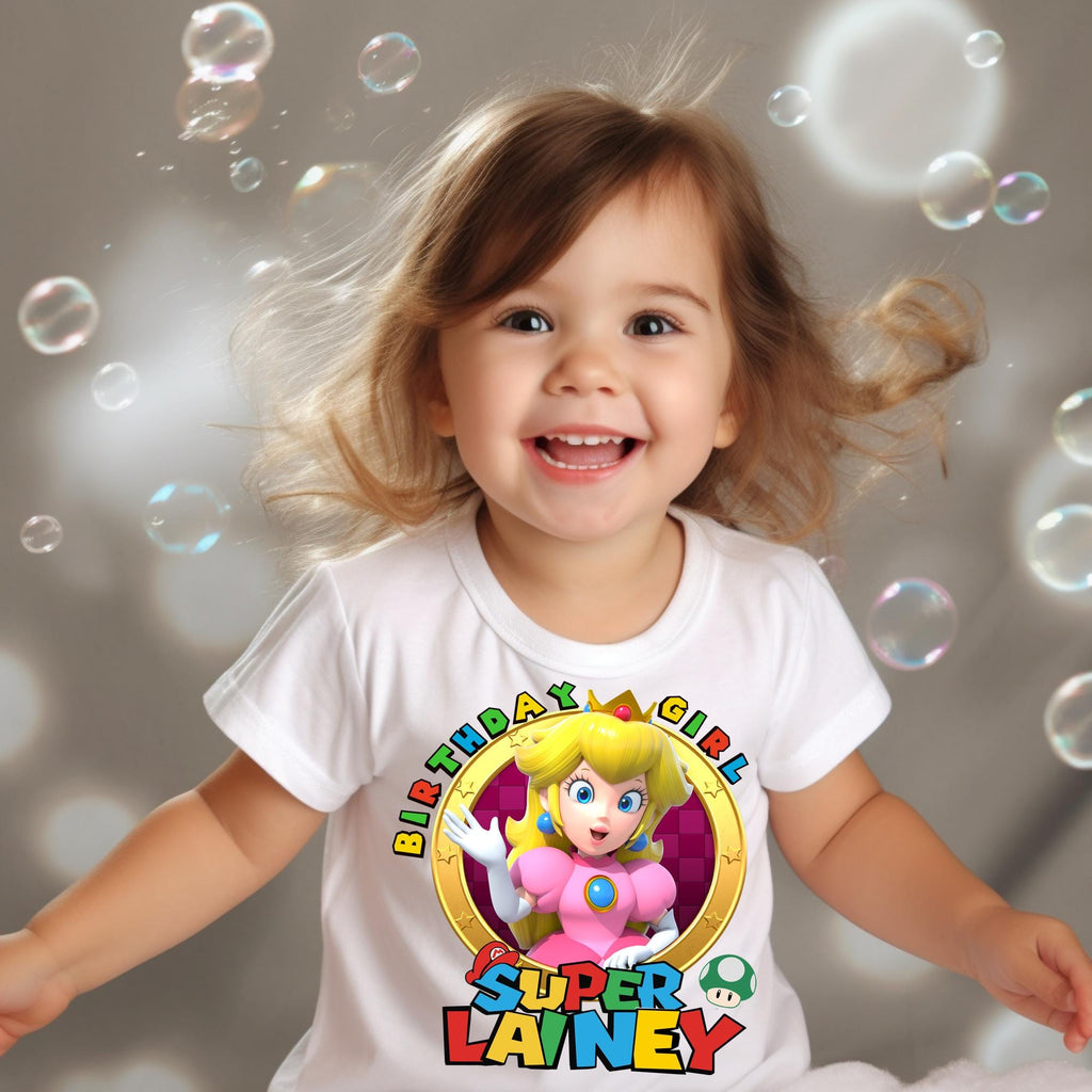 a little girl that is standing in front of bubbles