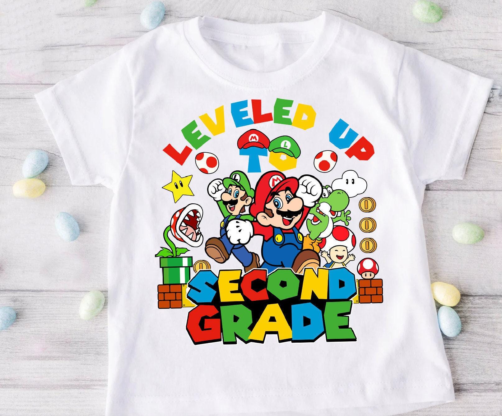 a t - shirt with an image of mario and luigi on it