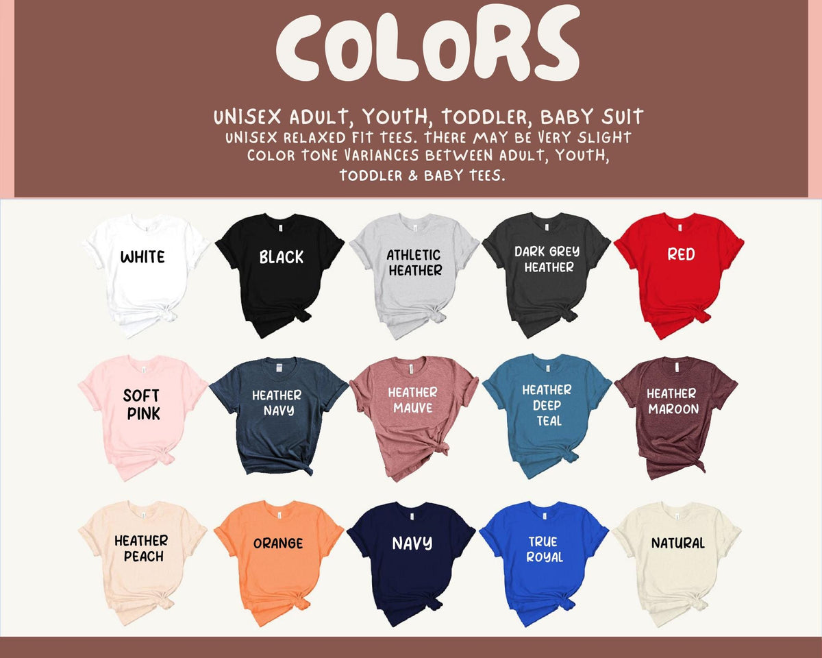 a collection of t-shirts in various colors, including white, black, gray, red, and others, arranged in a grid format.
